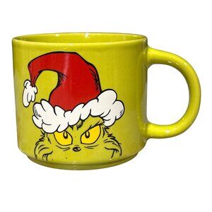 Dr Seuss The Grinch Santa Hat Yellow Ceramic Mug Christmas Holiday Cup Whovilles